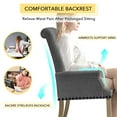 thumbnail image 6 of Foredo Elegant Linen Fabric Upholstered Armchair with Solid Wood Legs, Tufted Side Chair for Bedroom Dining Room, Dark Gray, 6 of 8