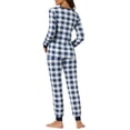 thumbnail image 3 of INSPIRE CHIC Women's Sleepwear Lounge Soft Round Neck Winter Plaid Pajamas Sets L Blue, 3 of 5