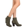 thumbnail image 6 of New Women M&L Durian-9 Faux Suede Almond Toe Perforated Pattern Chunky Heel Boot, 6 of 6