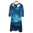 thumbnail image 6 of Magical Ethereal Universe Sky Flare Dress Square Neck Dress Elegant Female Fashion Printed Dress, 6 of 9