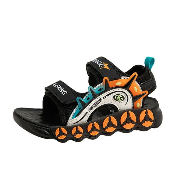 Wolcakyue Boys Girls Sandals Open-Toe Summer Outdoor Unisex Child Sport Sandals Athletic Lightweight(Toddler/Little Kid/Big Kid),Black 12