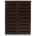thumbnail image 3 of Bowery Hill Contemporary 2 Door Wooden 15 Pairs Shoe Cabinet in Dark Brown, 3 of 5