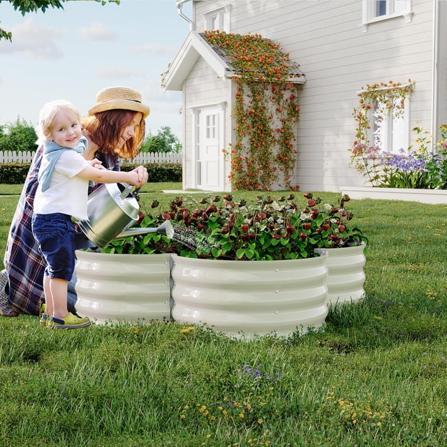 AKDSteel 2-Pack Galvanized Steel Raised Garden Beds Measure 48''x48''x12'' Each And Feature An Open-Base Design, Making Them Ideal Planter Boxes For Growing Vegetables