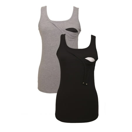 

100% Premium Cotton - Women Nursing Maternity Tank Top 2 Piece Set