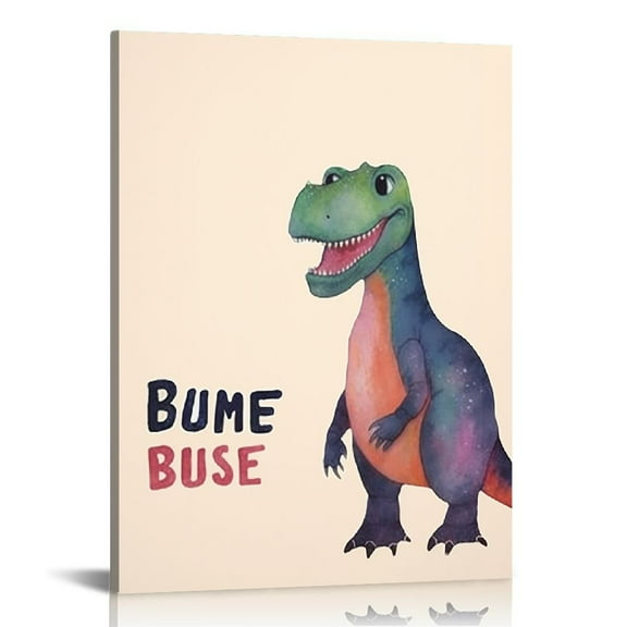 COMIO Watercolor Dinosaur Wall Art Print- Inspirational Quote Animal Canvas Print -Woodland Poster for Playroom or Nursery Boy Room Decor-16x20in