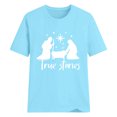thumbnail image 3 of Gibobby Playera de Manga Corta con Cuello Redondo Camiseta gráfica para mujer, divertida camiseta manga corta con cuello redondo para ver películas, blusa(Azul celeste,G), 3 of 4