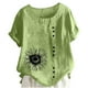 thumbnail image 1 of Camiseta Casual de Manga Corta con Botón de Cuello Redondo de las Mujeres, Tops Cortos para las Mujeres, 1 of 3
