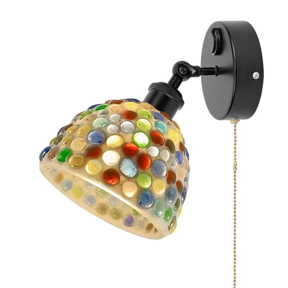 Kiven 12V LED Interior Lights with USB Port,RV Reading Lamp with Pull Chain Switch,4W Tiffany-style Wall Sconce Adjustable Warm White for RV Caravans Boats, Hard-Wired Surface Mount DZ0579