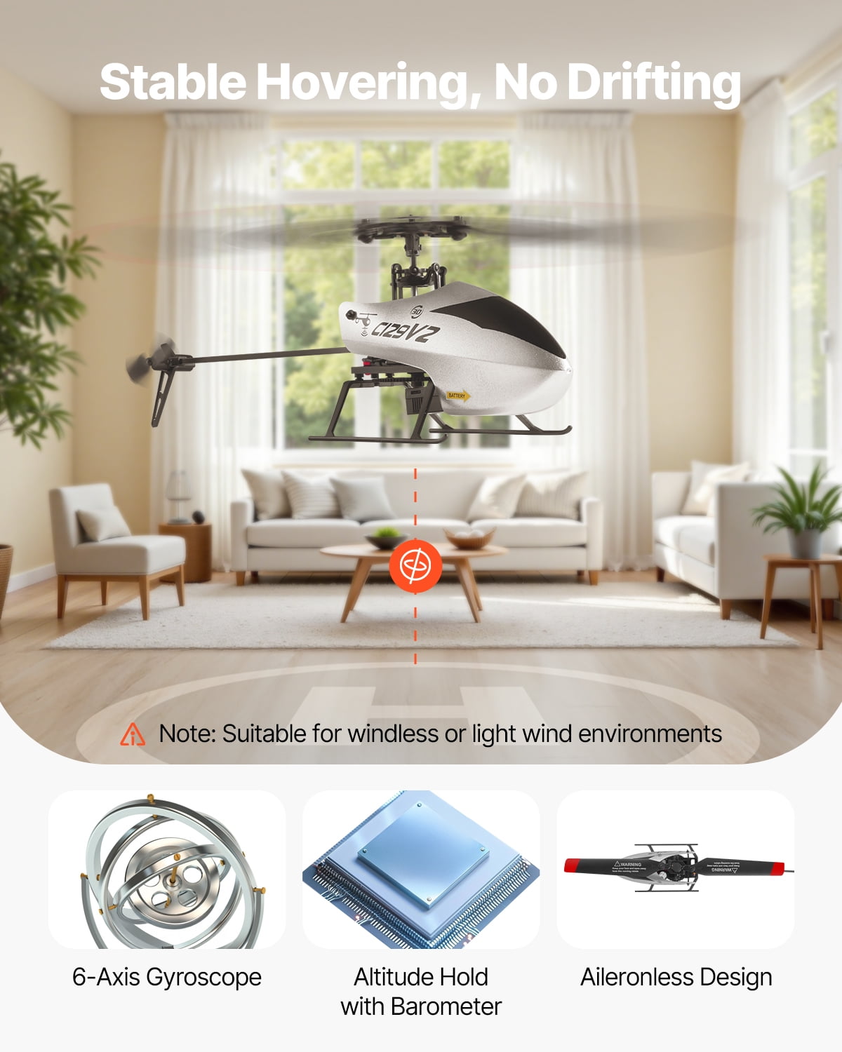 VEVOR RC Helicopter, 2.4GHz Single Propeller Remote Control Helicopter with Gyro, 4-Channel RC Airplane for Beginner, 39 Min Flight Time, One-Key Takeoff/Landing, Toys for Kids Ages 8 and up
