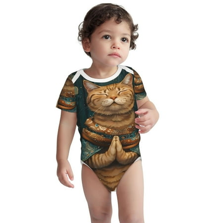 

Sikiie Surreal Meditating Cat Baby Short Sleeve Bodysuits One-piece 100% Cotton for Infant Baby Boys Girls Unisex-12 Months