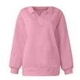 thumbnail image 4 of Duoif Fall Sweatshirts for Women Oversized Solid Color Sweatshirt - Women's Loose Pullover Womens Sweatshirt Pink L, 4 of 5