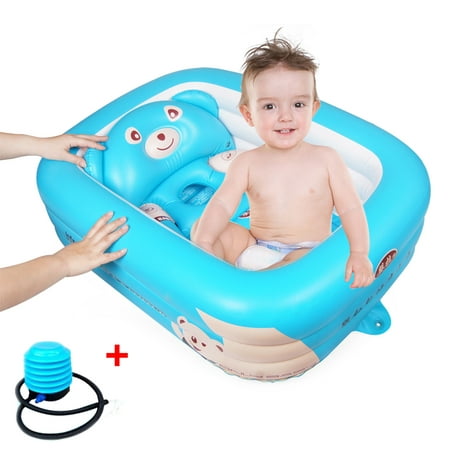 MEGAWHEELS Baby Bathtub Newborn Foldable Inflatable Large Thickened Bathing Pool Paddling for Sitting and