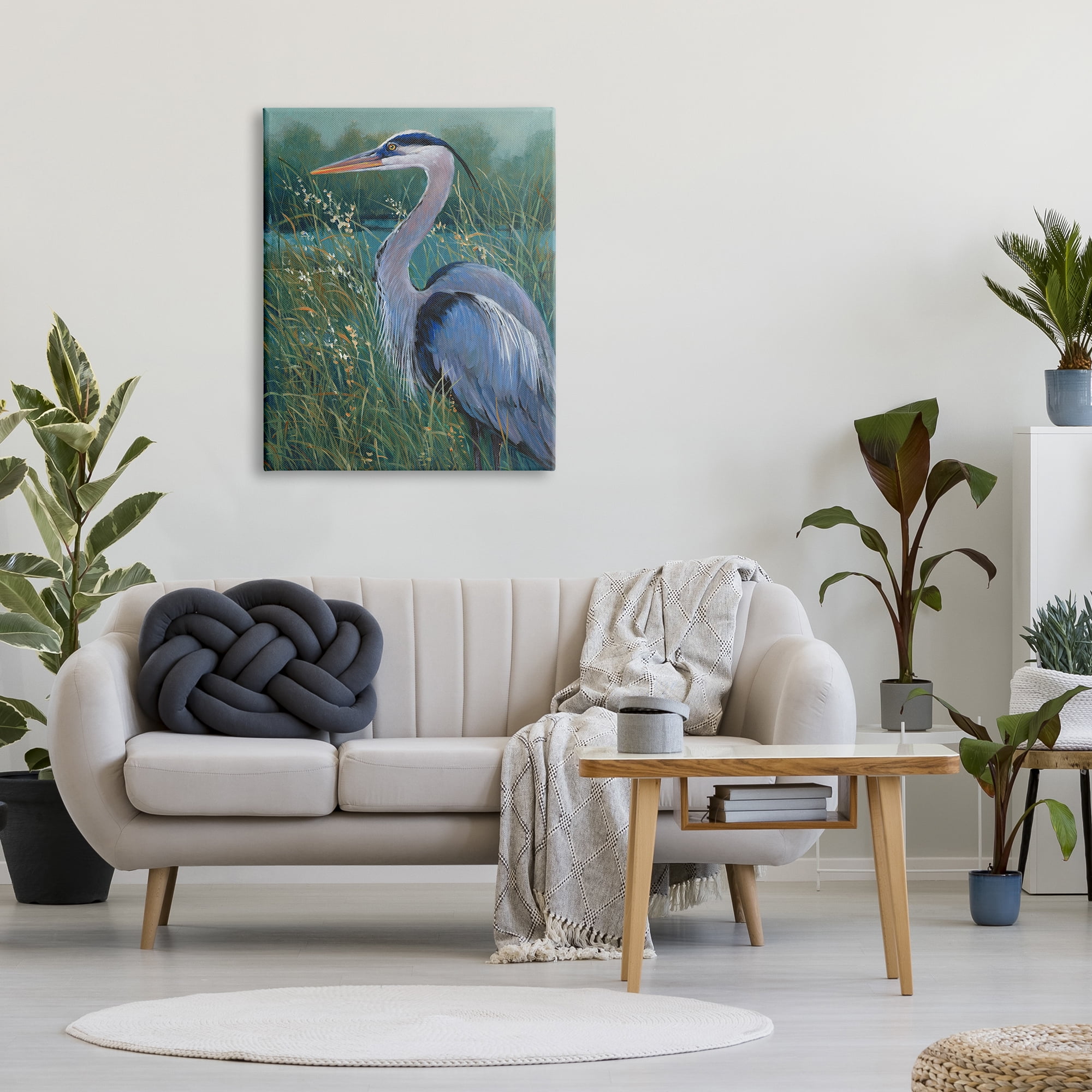 Stupell Industries Heron at Lake Painting Animals & Insects Painting Gallery Wrapped Canvas Art Print Wall Art, 30 x 40