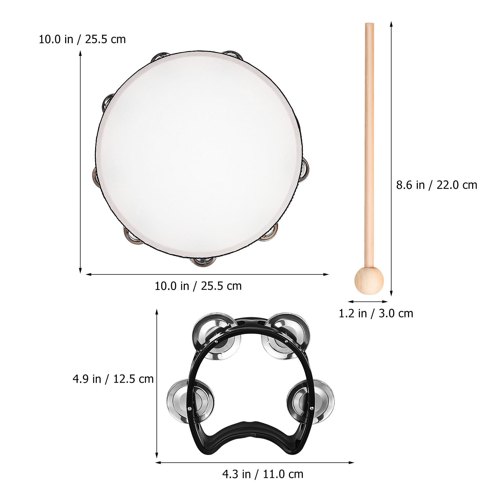 BESTYASH Handheld Tambourine Drum Set for Adults, Assorted Colors, Musical Instrument for Performance and Practice