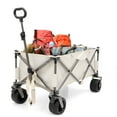 thumbnail image 3 of Heavy Duty Folding Wagon Cart with Big Wheels - 230Lbs Capacity Utility Cart for Beach, Camping & Outdoor (Antique White/Gray, 44.9"L X 24"W X 46.4"H), 3 of 14