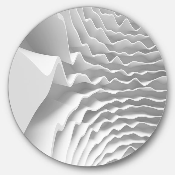 Designart 'Fractal Curved White 3D Waves' Metal Wall Art