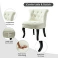 thumbnail image 3 of Velvet Makeup Vanity Table Chair Accent Upholstered Armless Wooden Legs Home Bedroom Living Room White Adult Ivory, 3 of 12