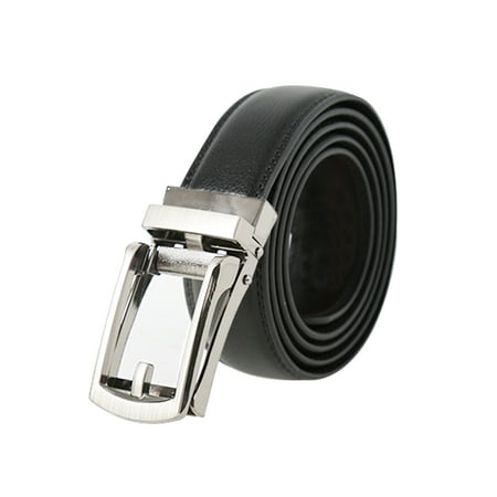 Men Business Dress Leather Belt Automatic Buckle Ratchet Adjustable Width 1