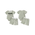 thumbnail image 2 of Loicainy Infant Baby Boy Summer Clothes 3 6 12 18 Month Letter Embroidered Striped Crew Neck Short Sleeve Romper and Shorts 2 Pcs Outfits Set, 2 of 9