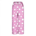thumbnail image 3 of Womens Fleece Sleep Pajamas Pants Star Wide Leg Flannel Sleepwear Pants Winter Soft Lounge Trousers Pjs Pink, S, 3 of 4