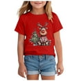 thumbnail image 5 of Zshosam Christmas Shirts for Kids Girls Christmas Shirts for Child Merry and Bright Christmas Tree Tshirt Short Sleeves Holiday Tops Size 5T 6T,(Red 5-6 Years), 5 of 6