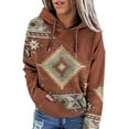 thumbnail image 5 of Lohuatrd Women Fall Spring Hoodie Vintage Print Drawstring Loose Pullover Hooded Long Sleeve Soft Casual Pocket Colorfast Lady Top, 5 of 7