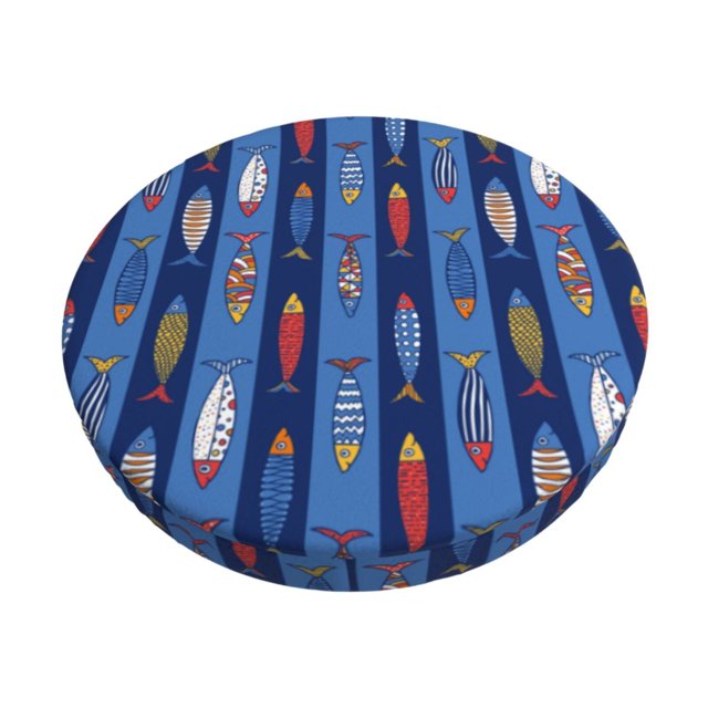 Balery Cute Fish Fundas de asiento para taburete de bar redondo de tela de terciopelo ajustables que protegen de arañazos y manchas para sillas de 14 a 17 pulgadas.-14 inch