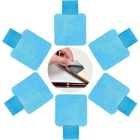 XmhyTop piezas de portalápices, portalápices autoadhesivo de cuero sintético duradero con lazo elástico compatible con bolígrafos, tableta, cuaderno, diario, calendario y más, 6 piezas azul