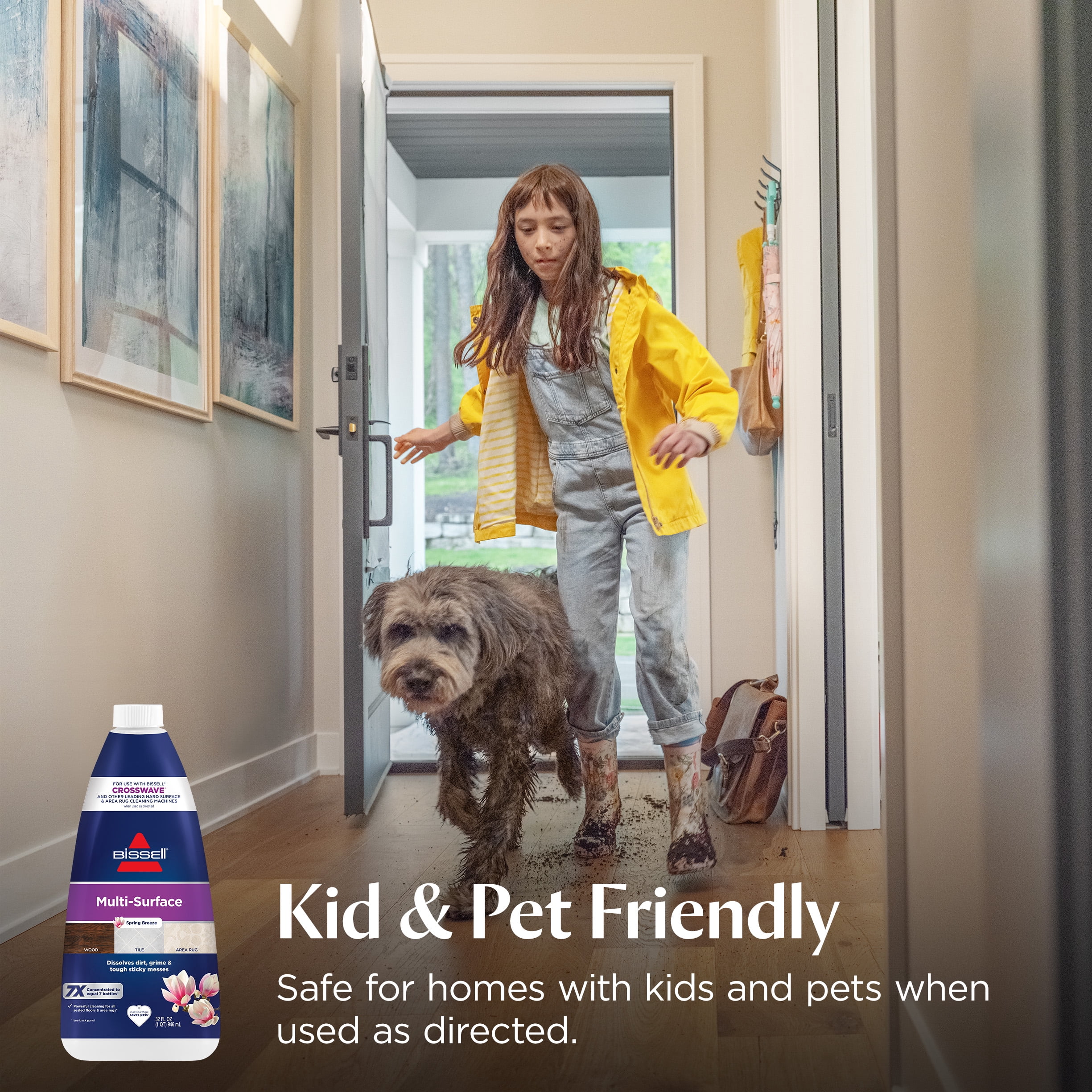 BISSELL Multi-Surface Cleaning Solution, Best Paired With CrossWave For Use On Hard Surfaces And Area Rugs, Dissolves Dirt Grime And Tough Sticky Messes, Cleans Better Than Water Alone 1789, 32 oz