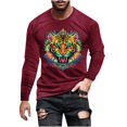 thumbnail image 3 of Jinhomg Mens Big and Tall T Shirts Novelty Funny Mardi Gras Mask Graphic Tees Lightweight Comfy Long Sleeve Crew Neck Tops Holiday Party Streetwear Wine XXL, 3 of 6
