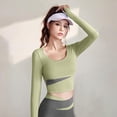 thumbnail image 2 of Qingpeng Womens Color Block Crew Neck Long Sleeve Crop Workout Tops Thumb Holes Breathable Slim Athletic Shirts Yoga Sports Tops, 2 of 5
