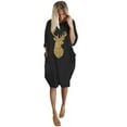 thumbnail image 2 of Femmes Grande Taille en Vrac Tops Robe Dames O Cou Longue Poche Robe de Noël, 2 of 6