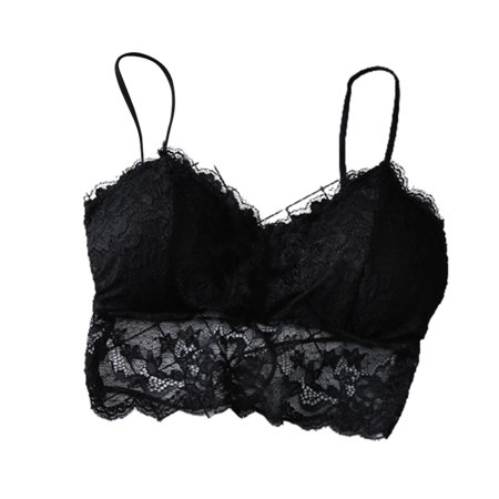 

Lace Bras for Women No Underwire Comfortable Wireless Underwear with Pad Breathable and Comfortable to Wear L Black