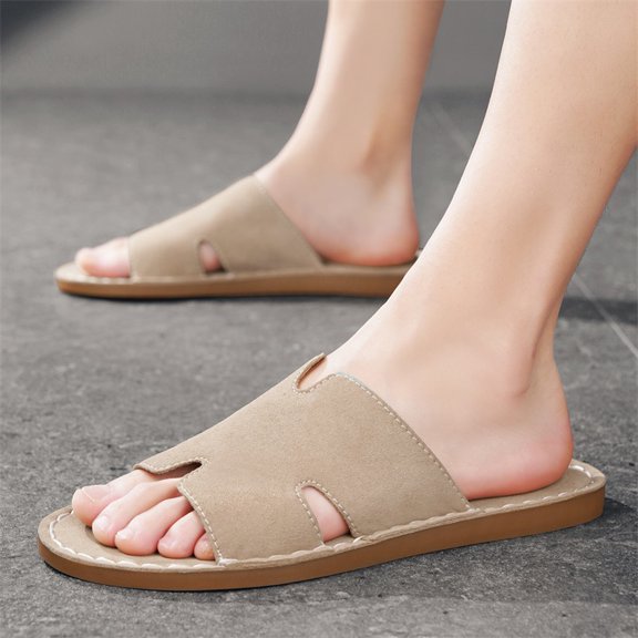 Men's H Cut Hollow Suede Slide Sandals