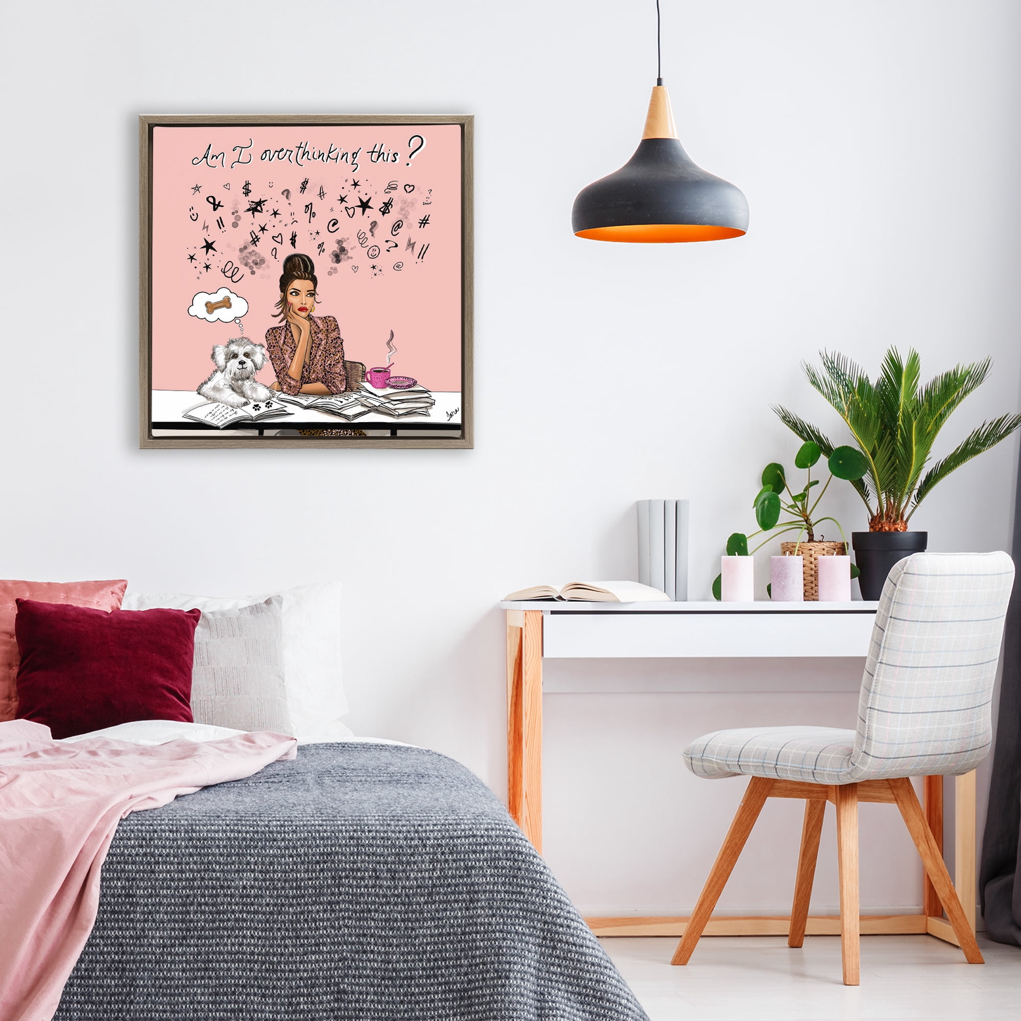 Stupell Industries Overthinking Reflection with Puppy Brown Framed Floater Canvas Wall Art, design by Tara Boone