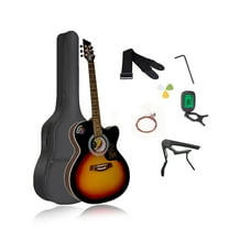 Matte Finish 3 Colors Sunburst Yellow 6 String Cutaway 39" Acoustic Electric Guitar with Equalizer