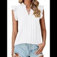 thumbnail image 2 of Blusas de para Mujer, Elegantes, Informales, con Mangas con Volantes, Cuello en V, Plisadas, para Negocios, de Verano XXL, 2 of 8