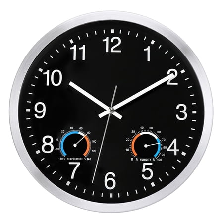 12 Inch Black Metal Wall Clock For Indoor Outdoor Use photo 12 Inch Black Metal Wall Clock For Indoor Outdoor Use image