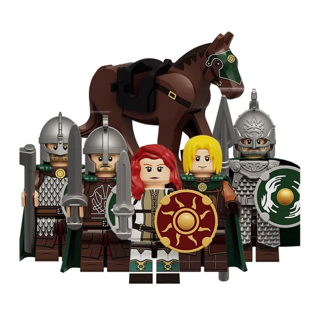 Brixtopia 6PCS/Set Figuras de Soldados Medievales, Caballo de Guerra y Princesa, Mini Figuras de Estilo Ladrillo, Juguetes de Construcción para Niños y Coleccionistas
