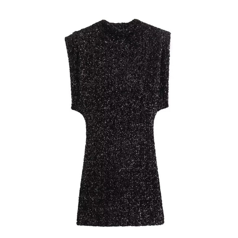 Ovbmpzd Vacation Dresses for Women Mini Sleeveless Black Velvet Sequin  Dress Dresses Holiday Dresses for Women M - Walmart.com