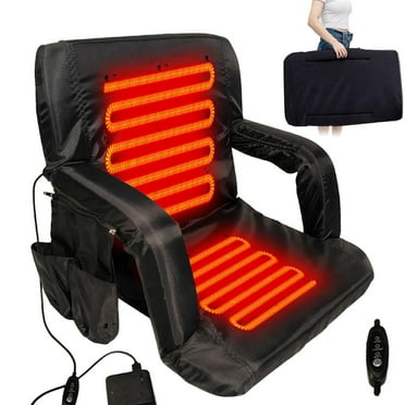 Heated Stadium Seats for Bleachers with Back Support and Wide Cushion, Extra Portable Bleacher Seat Foldable Stadium Chair, USB 3 Levels of Heat, 5 Pockets for Outdoor Camping Games Sports