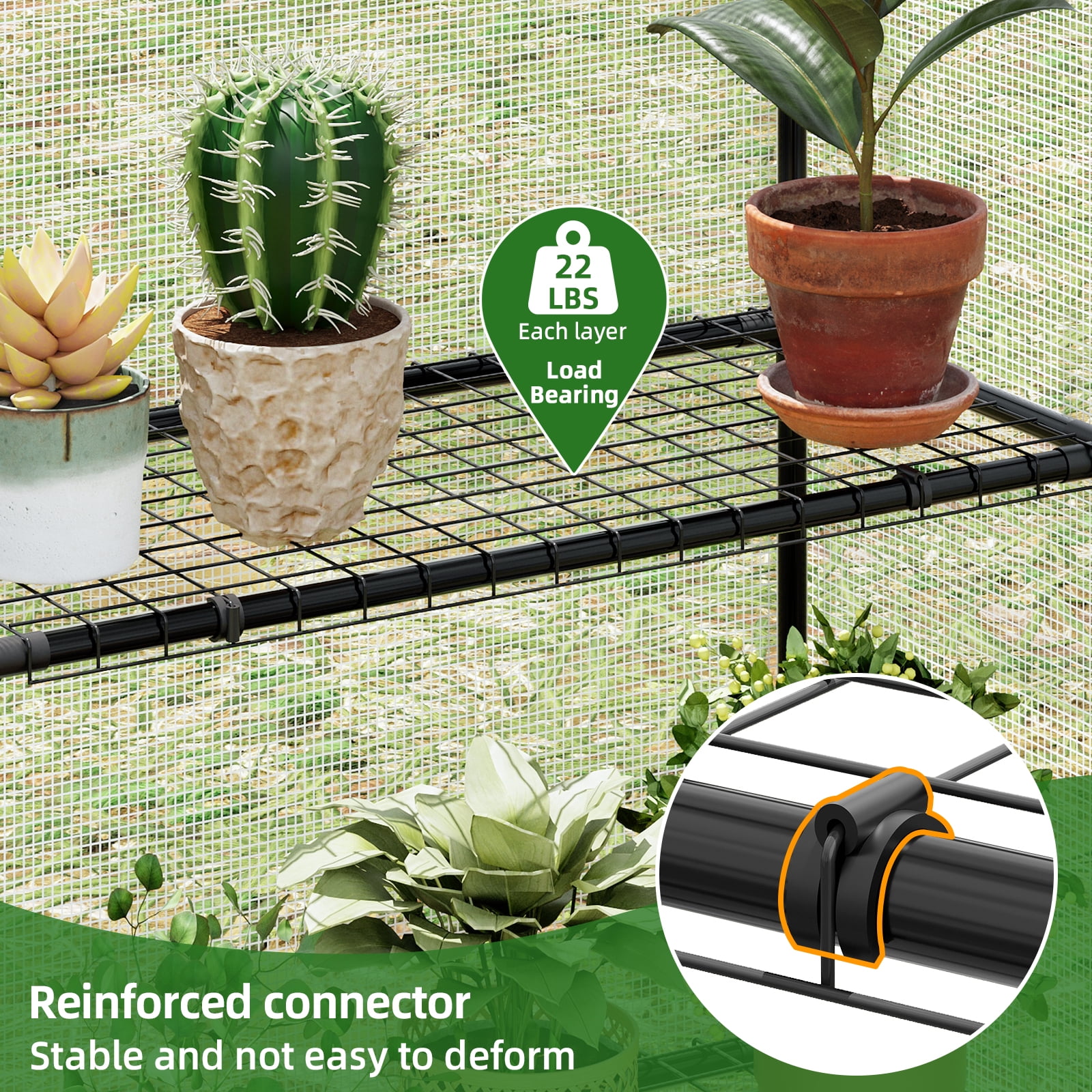 TOMNK Greenhouse, 57 x 28 x 76'' Greenhouses for Outdoors, Portable Greenhouse Kit with Mesh Side Windows, PE Cover, 4 Shelves, Heavy Duty Walk in White House for Backyard Garden Indoor Outside