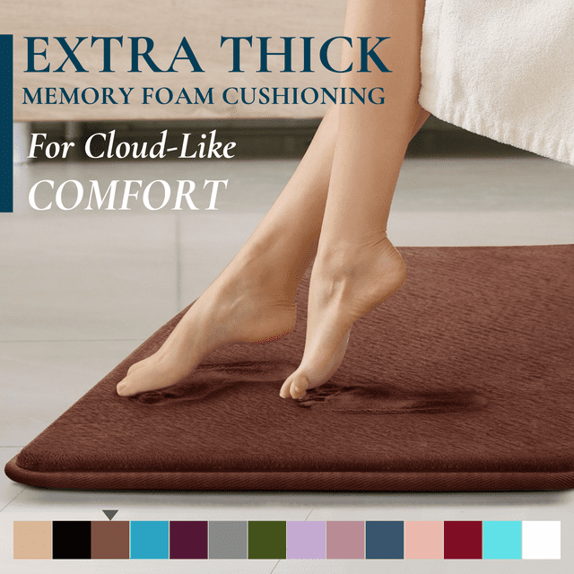 Alfombra de baño Antideslizante de espuma viscoelástica ComfiTime 24 x 60 Marrón