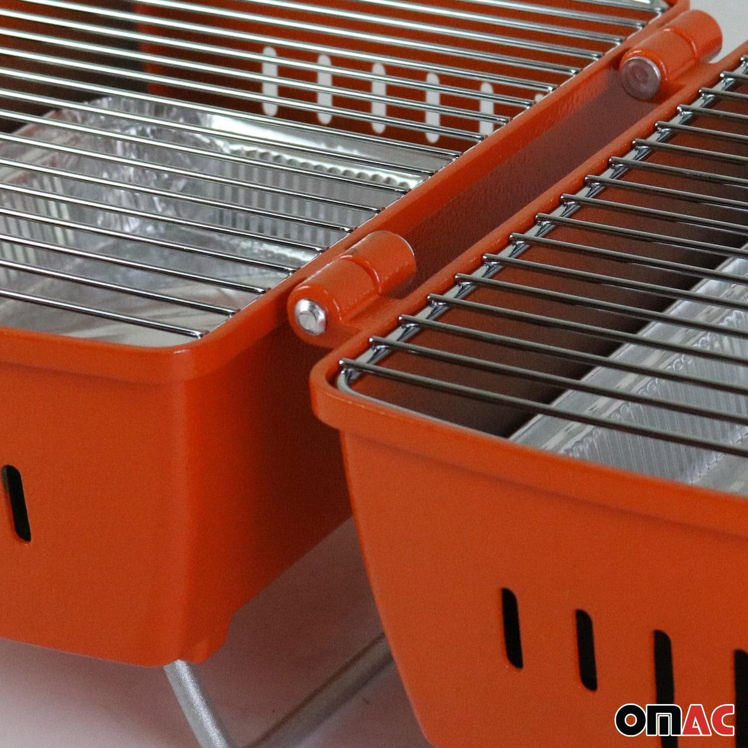 OMAC Orange Portable Charcoal BBQ Grill Outdoor Camping 13 Pcs with Durable Bag SET