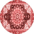 thumbnail image 1 of Ahgly Company Machine Washable Indoor Round Geometric Red Traditional Area Rugs, 4' Round, 1 of 4