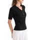 thumbnail image 4 of INSPIRAR CHIC Blusas de Mujer de Punto Acanalado con Cuello en V y Botones de Manga Corta M Negro, 4 of 6