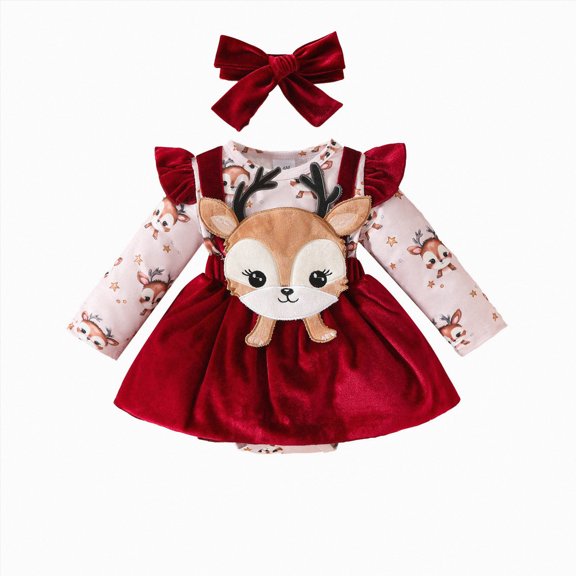 mgoYE Newborn Baby Girl Outfit Cute Romper Dress Ruffled Long Sleeve Bodysuit Cute Fall Winter Clothes