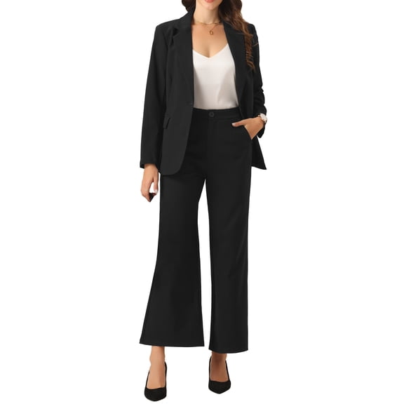 DARING DIVA Women's Work Blazer Pants Set Business 2 Piece Outfits XS Black