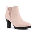 thumbnail image 1 of Unique Bargains Bottines Chelsea à Talons Blocs à Bout Rond pour Femmes Rose Poussière (Taille 8), 1 of 8