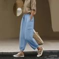 thumbnail image 7 of OWUUcdse Women's Jogger Pants, Drawstring Outdoor Casual Elastic Waist Cargo Pants Light Blue Size L, 7 of 7